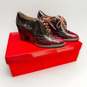 New Aerosoles Burgundy/wine Oxford Lace Up Boots Shooties heels Womens 6M Shiny