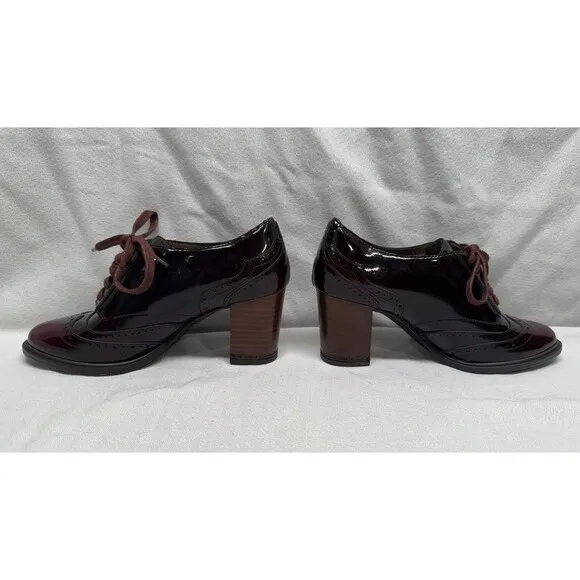 New Aerosoles Burgundy/wine Oxford Lace Up Boots Shooties heels Womens 6M Shiny