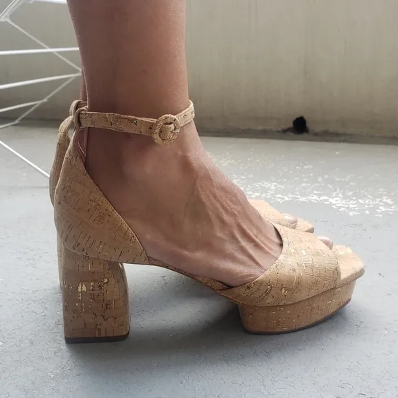 NEW Anthropologie Bernardo Raleigh platform sandals cork with gold flecks 9.5