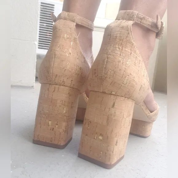 NEW Anthropologie Bernardo Raleigh platform sandals cork with gold flecks 9.5