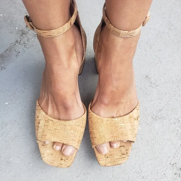 NEW Anthropologie Bernardo Raleigh platform sandals cork with gold flecks 9.5