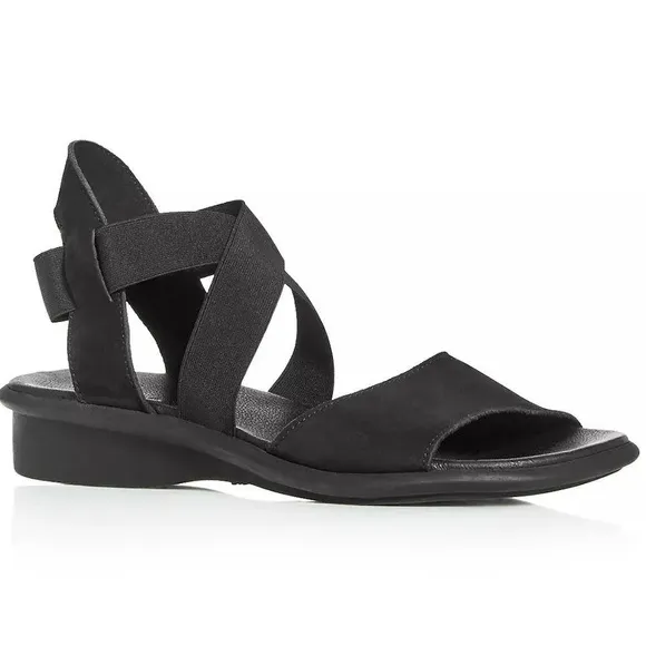 NEW ARCHE Womens Satia Sandals Strappy Low Crossed Strap Black Size 10