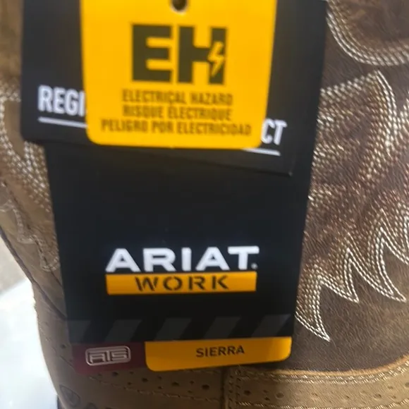 NEW ARIAT Mens Sierra Cowboy Work Boots Square Toe Pull On Mid Cushioned Size 8
