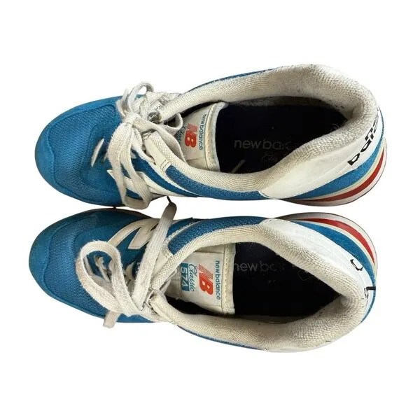 New Balance 574 Blue Red White Suede Mesh Sneakers Men’s 10.5 ML574HC2