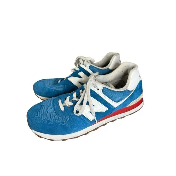 New Balance 574 Blue Red White Suede Mesh Sneakers Men’s 10.5 ML574HC2