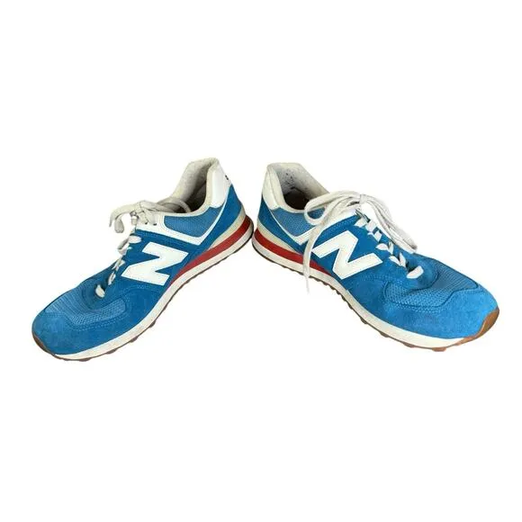 New Balance 574 Blue Red White Suede Mesh Sneakers Men’s 10.5 ML574HC2