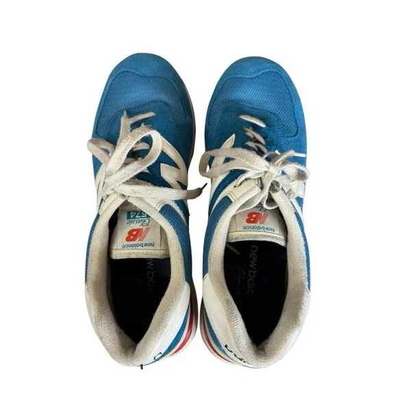 New Balance 574 Blue Red White Suede Mesh Sneakers Men’s 10.5 ML574HC2