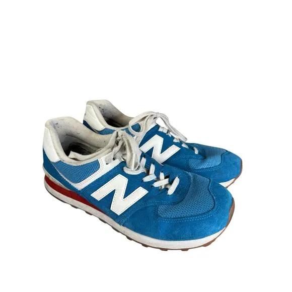 New Balance 574 Blue Red White Suede Mesh Sneakers Men’s 10.5 ML574HC2