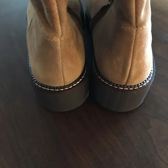 NEW CASLON Mimmo Water-Resistant Suede Tall Boots Tan Size 10 Faux Fur Lining