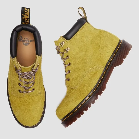 NEW Doc Martens Moss Green/Chartreuse Long Nap Suede Ben 939 Padded Boots 7