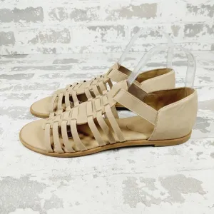 NEW Eileen Fisher Rato Black Leather Elastic Casual Gladiator Sandals K389