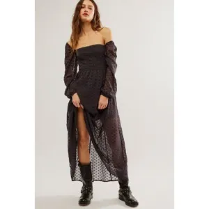 NEW Free People Malina Maxi Dress in Dark Scales Embroidered Eyelet Size Small