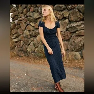 NEW FREE PEOPLE NATALYA SOLID MIDI DRESS