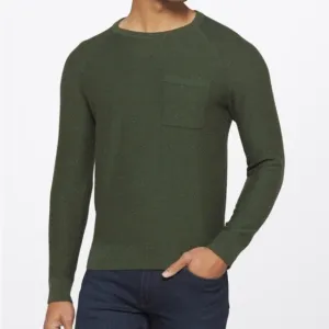 NEW - HAWKER RYE Jet Neps Pocket Crew Sweater. Green. Medium.