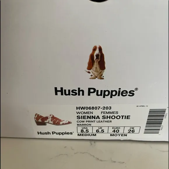 NEW Hush Puppies Women's Cream &amp; White Cow Print Flat and Loafer Shoes Size 8.5