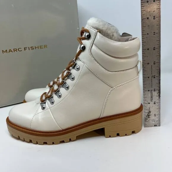 New In Box Marc Fisher Women's Mallie3 Leather Combat Boots Size 8.5