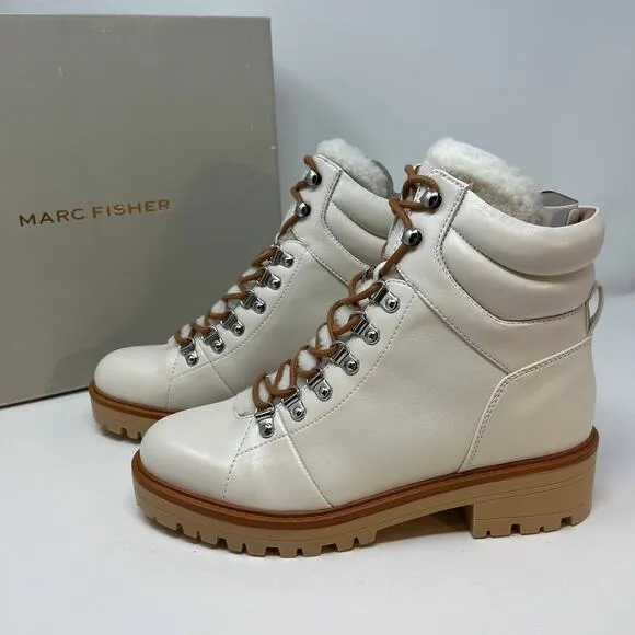 New In Box Marc Fisher Women's Mallie3 Leather Combat Boots Size 8.5