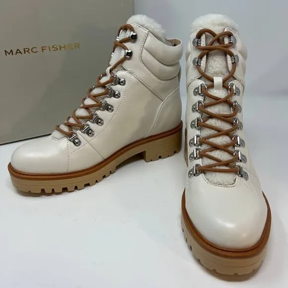 New In Box Marc Fisher Women's Mallie3 Leather Combat Boots Size 8.5