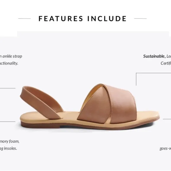 NEW IN BOX Nisolo All-Day Cross Strap Sandal in Almond, Size 7