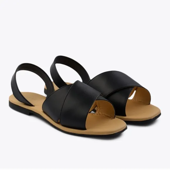 NEW IN BOX Nisolo All-Day Cross Strap Sandal in Black, Size 8