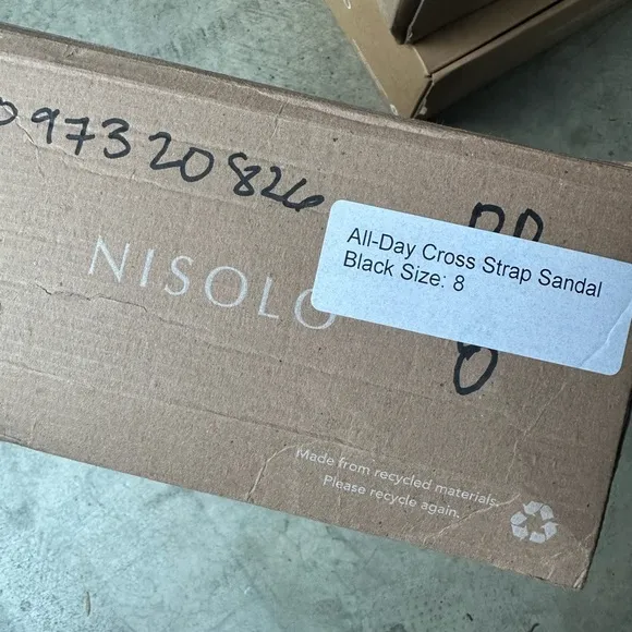 NEW IN BOX Nisolo All-Day Cross Strap Sandal in Black, Size 8