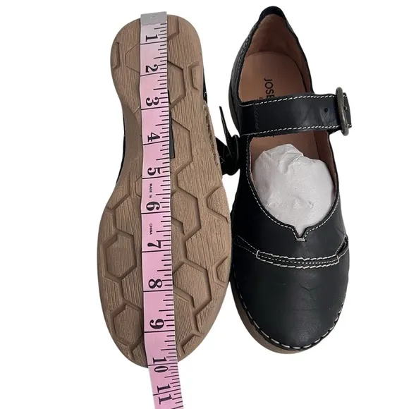 New Josef Seibel Black Leather Mary Jane Comfort Walking Shoes