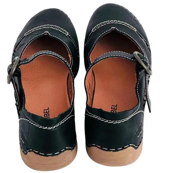 New Josef Seibel Black Leather Mary Jane Comfort Walking Shoes