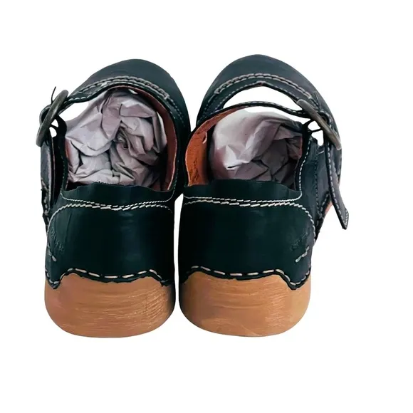 New Josef Seibel Black Leather Mary Jane Comfort Walking Shoes