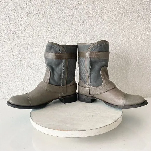 NEW Lane DUSTOFF Moto Boots Womens Size 8 Gray Leather Cowboy Western Casual