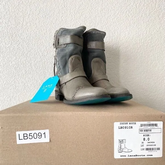 NEW Lane DUSTOFF Moto Boots Womens Size 8 Gray Leather Cowboy Western Casual