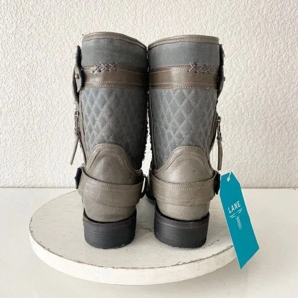 NEW Lane DUSTOFF Moto Boots Womens Size 8 Gray Leather Cowboy Western Casual