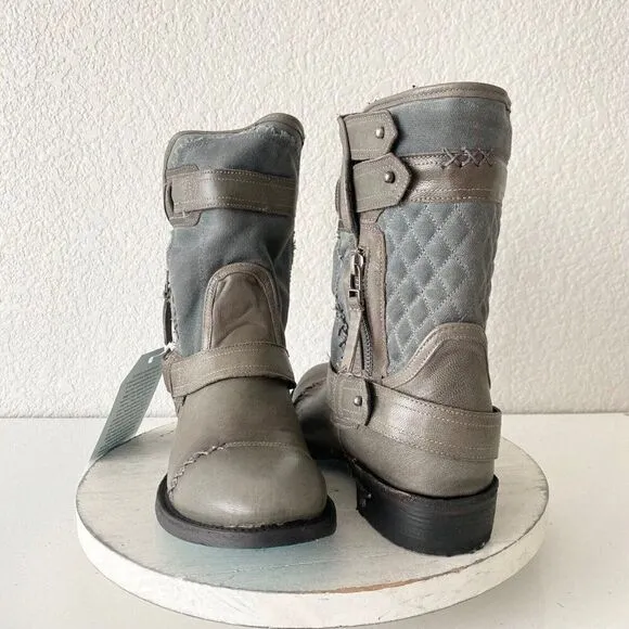 NEW Lane DUSTOFF Moto Boots Womens Size 8 Gray Leather Cowboy Western Casual