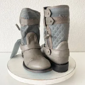 NEW Lane DUSTOFF Moto Boots Womens Size 8 Gray Leather Cowboy Casual Western