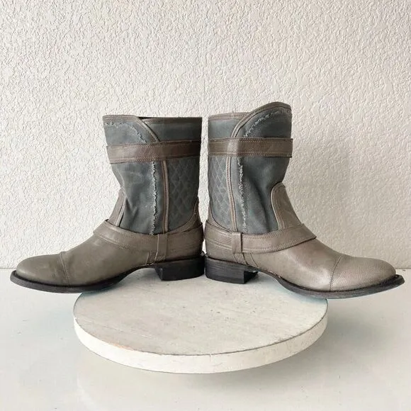 NEW Lane DUSTOFF Moto Boots Womens Size 8 Gray Leather Cowboy Casual Western