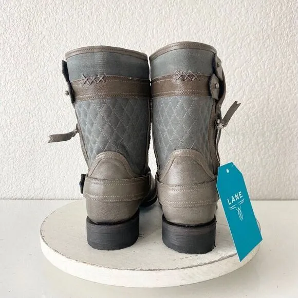 NEW Lane DUSTOFF Moto Boots Womens Size 8 Gray Leather Cowboy Casual Western