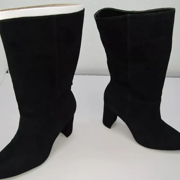 NEW LAUREN RALPH LAUREN Womens Artizan II Mid-Shaft Slouch Boots Black Suede 9