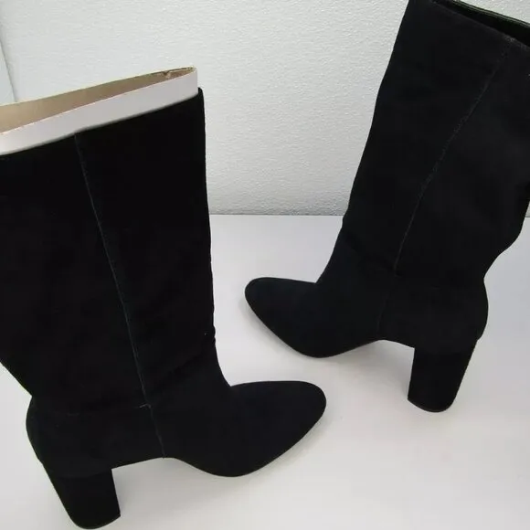 NEW LAUREN RALPH LAUREN Womens Artizan II Mid-Shaft Slouch Boots Black Suede 9