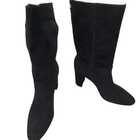 NEW LAUREN RALPH LAUREN Womens Artizan II Mid-Shaft Slouch Boots Black Suede 9