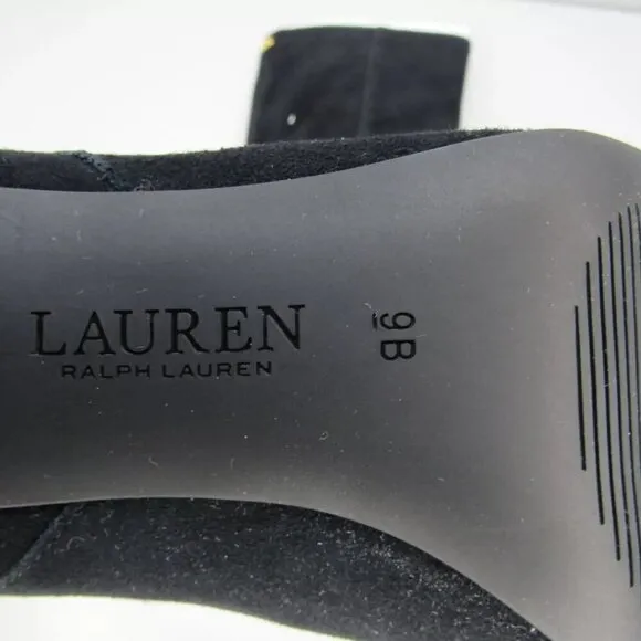 NEW LAUREN RALPH LAUREN Womens Artizan II Mid-Shaft Slouch Boots Black Suede 9