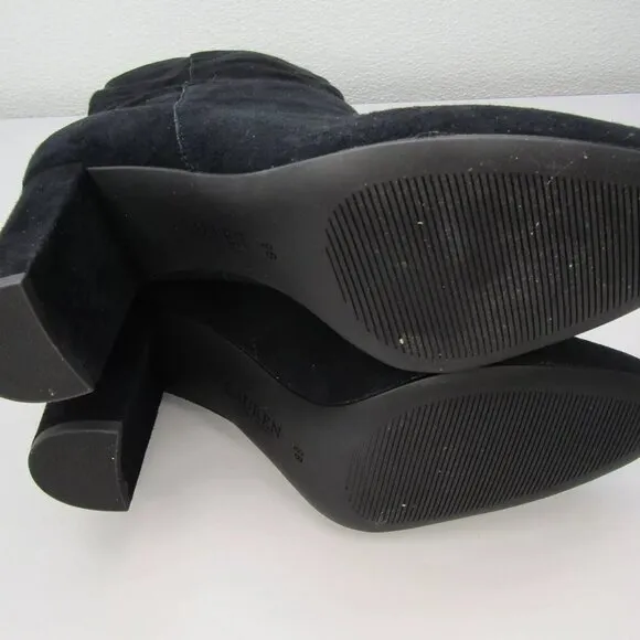 NEW LAUREN RALPH LAUREN Womens Artizan II Mid-Shaft Slouch Boots Black Suede 9