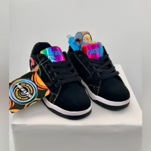 🌹New Listing🌹NWT Heelys Propel 2.O Black/Rainbow Foil Skate Shoes with Wheels