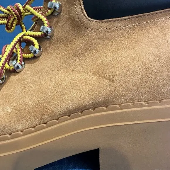 NEW Marc Fisher LTD Tan Suede Leather Nairy Hiking Boots, Sz 9.5M (JJ)