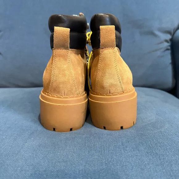NEW Marc Fisher LTD Tan Suede Leather Nairy Hiking Boots, Sz 9.5M (JJ)