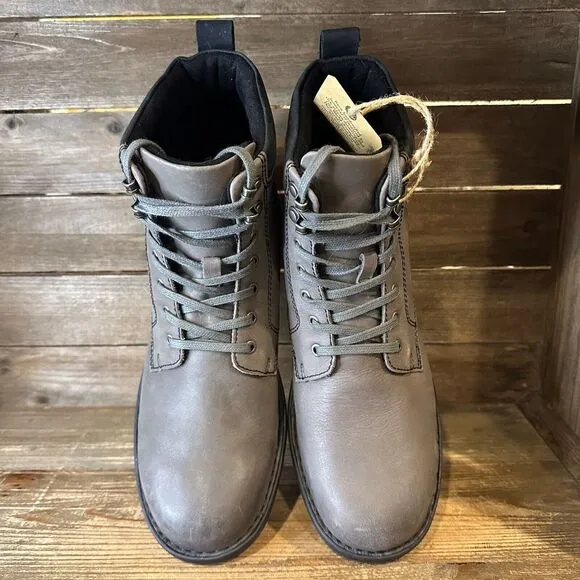New Mens Born Sean Gray Leather Casual Comfort Lace‎ Up Ankle Boots Size 9 M
