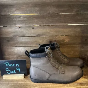 New Mens Born Sean Gray Leather Casual Comfort Lace‎ Up Ankle Boots Size 9 M