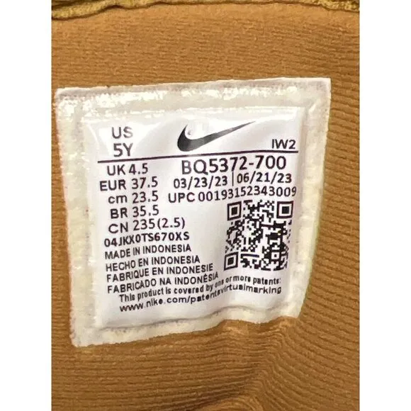 NEW! Nike Manoa LTR  Wheat Tan Leather Hiking Boots Youth Size 5 5Y BQ5372-700