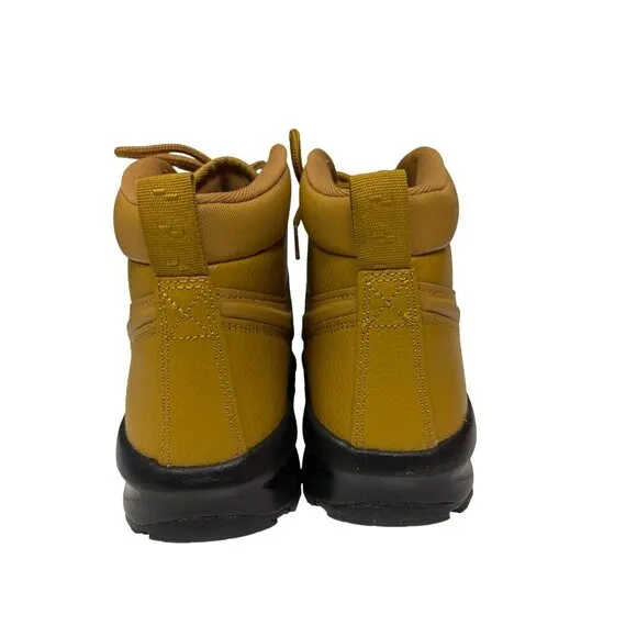 NEW! Nike Manoa LTR  Wheat Tan Leather Hiking Boots Youth Size 5 5Y BQ5372-700
