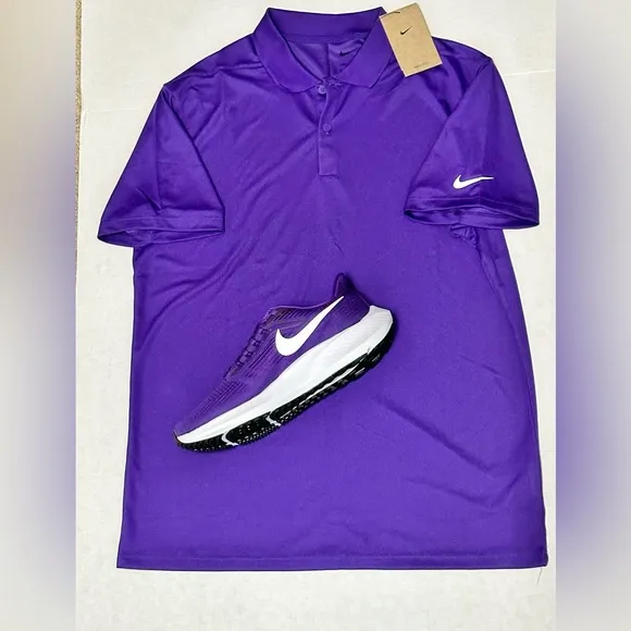 NEW Nike Mens Purple Short Sleeve Dri FIT Victory Polo