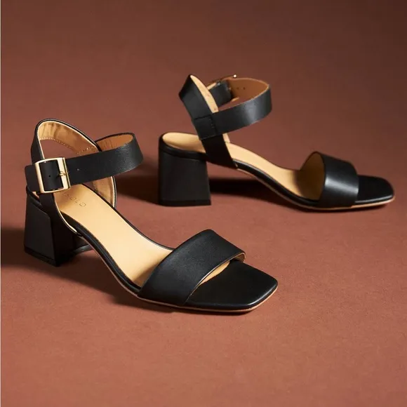NEW|| NISOLO Stella Go-To Block Heel Sandal size 5 in black leather