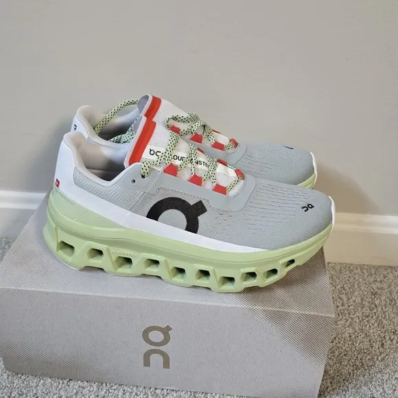 New ON WOMEN'S CLOUDMONSTER Glacier Meadow Gray Green Running Shoes US 8 EU 39
